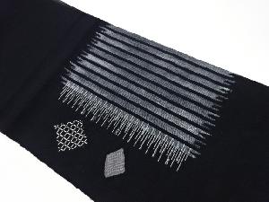 リサイクル　絽紗変わり縞に抽象模様織出し名古屋帯